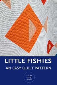 Little Fishies is an easy, half square triangle quilt pattern from wholecirclestudio.com. Make a cute baby or child quilt for a fish, ocean, or nautical themed room. This is a beginner friendly pattern! Instant download. #modernquilt #babyquilt 