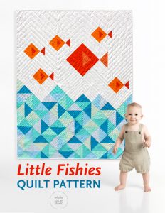 Go Fish! This is a fun, modern quilt pattern that is comprised mostly of half square triangles. Makes a great gift for a baby or child. This tested pattern contains detailed instructions and diagrams, making it a breeze to piece. Works well with prints, solids or a combination of both!