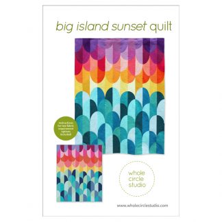 Ride off into the sunset... Kona Sunset is the perfect modern quilt for the beach lover or yogi in your life. Make it as a reminder of vacations or trips to the beach. This pattern is a bright, modern twist on the traditional Drunkard's Path block. Big Island Sunset is a fully tested pattern that contains detailed instructions and diagrams, making it a breeze to pie Use my color selection or customize the pattern to your taste. Don't want to worry about fabric selections? A fabric conversion chart is included in the pattern for: Kona® Cotton Solids by Robert Kaufman, Designer Solids by FreeSpirit, Cotton Couture Solids by Michael Miller and Painter's Palette Solids by Paintbrush Studio.