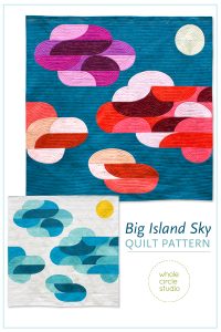 Dream big! Big Island Sky is the perfect gift to make for a baby, child, or nature lover. This quilt pattern is a bright, modern twist on the traditional Drunkard’s Path block. Big Island Sunset is a fully tested pattern that contains detailed instructions and diagrams, making it a breeze to piece.