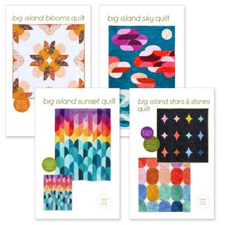 Modern Drunkards Path quilt pattern set. Sunset, Sky, Clouds, Stars, Flowers. optional acrylic template set. Big Island Quilt PDF Patterns by Whole Circle Studio