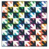 colorful graphic quilt with arrows arranged diagonally