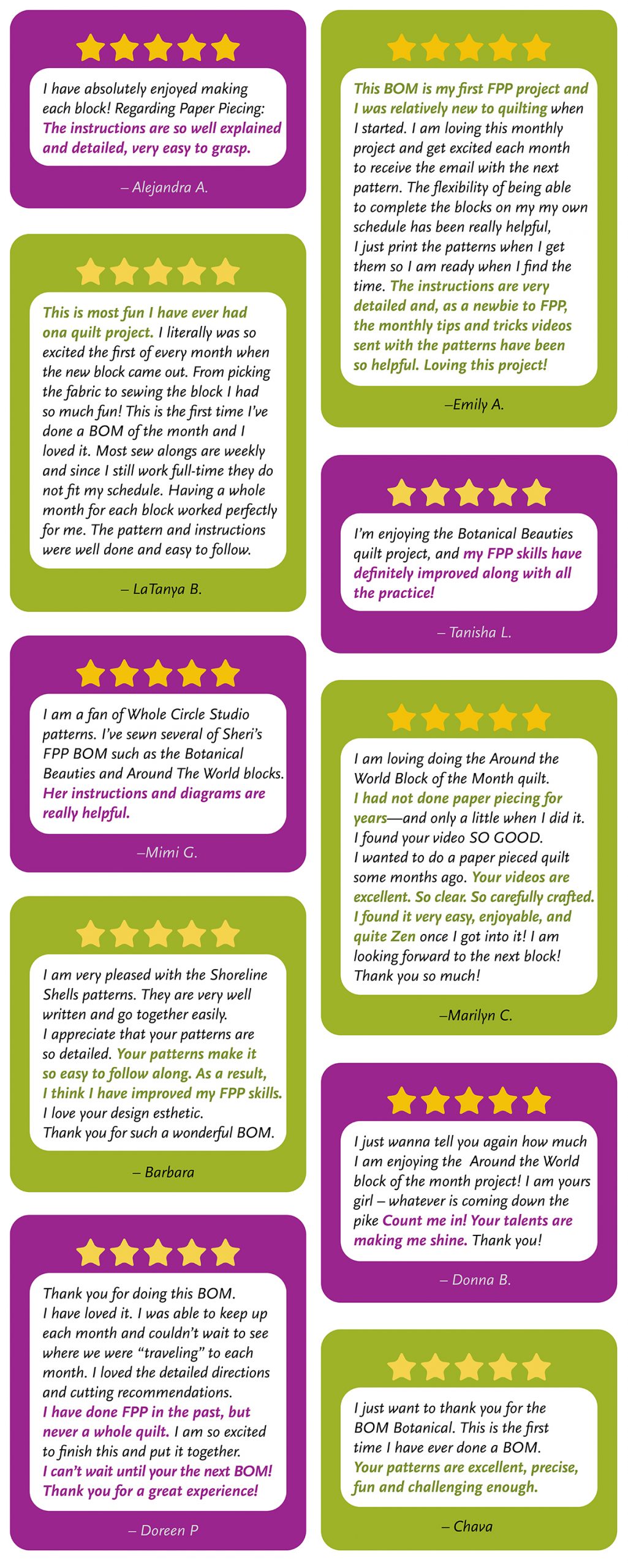 a screenshot of a reviews and testimonials