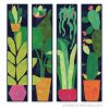 4 quilted runners / wall hangings of plants on a dark navy background