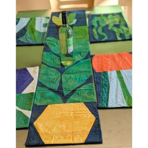 quilted plant runners on a table