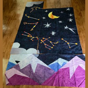 constellations, stars, moon, and mountain quilt blocks