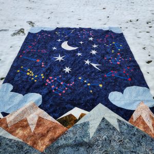 star and moon with mountains quilt