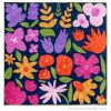 Wildflower Remix modern quilt with colorful paper pieced flower blocks on a navy background