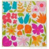 Modern floral quilt with bold paper-pieced blocks in bright solid colors