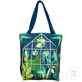 plant and greenhouse quilted tote bag