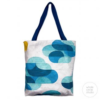 cloud and sun quilted tote bag