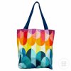 colorful sunset quilted tote bag