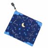 zipper pouch with stars, moon, and zodiac constellation design
