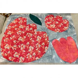 red and blue flower quilt block