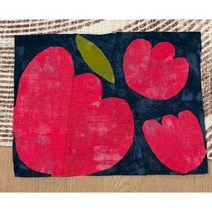 modern floral quilt block on a rug