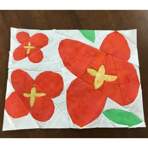 Wildflower Remix quilt block made by a quilter using foundation paper piecing