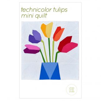 Technicolor Tulips modern foundation paper pieced quilt pattern cover featuring rainbow tulips